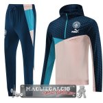 Manchester City Insieme Completo Blu Navy Rosa Giacca Felpa Cappuccio 2023-24