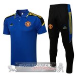 Manchester United blu nero Maglia Set Completo POLO 2021-22