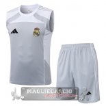 Set Completo Maglia Senza Maniche Formazione Real Madrid 2025 2026 Grigio Bianco