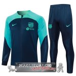 Set Completo Giacca Lunga Zip Barcelona 2023-24 Blu Navy Verde