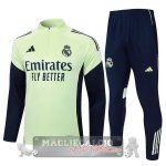 Set Completo Felpa Allenamento Formazione Bambino Real Madrid 2025 2026 Verde Luce