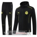 Set Completo Felpa Cappuccio Borussia Dortmund 2024 2025 Nero Giallo