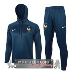 Giacca Felpa Cappuccio Set Completo Francia 2023 Blu Navy