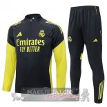 Set Completo Felpa Allenamento Formazione Real Madrid 2025 2026 Grigio Giallo