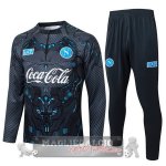 Set Completo Felpa Allenamento Formazione Bambino Napoli 2025 2026 Grigio Nero