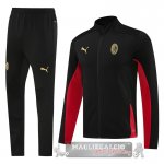 Set Completo Set Completo Lunga Zip Giacca AC Milan 2024 2025 Nero Rosso