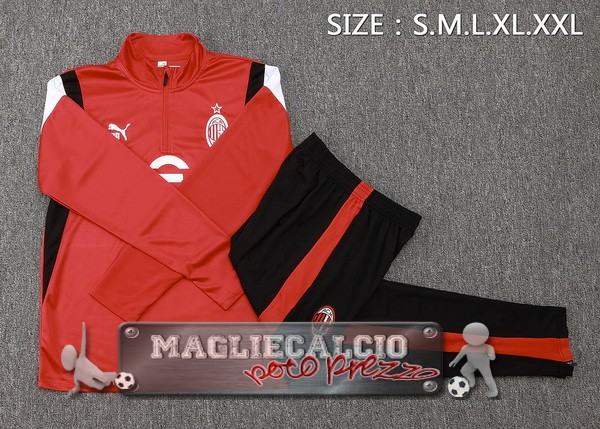 Felpa Da Allenamento Set Completo AC Milan 2023-24 Rosso I Nero Bianco