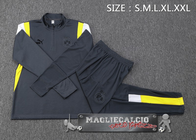 Felpa Da Allenamento Set Completo Borussia Dortmund 2023-24 Grigio Giallo
