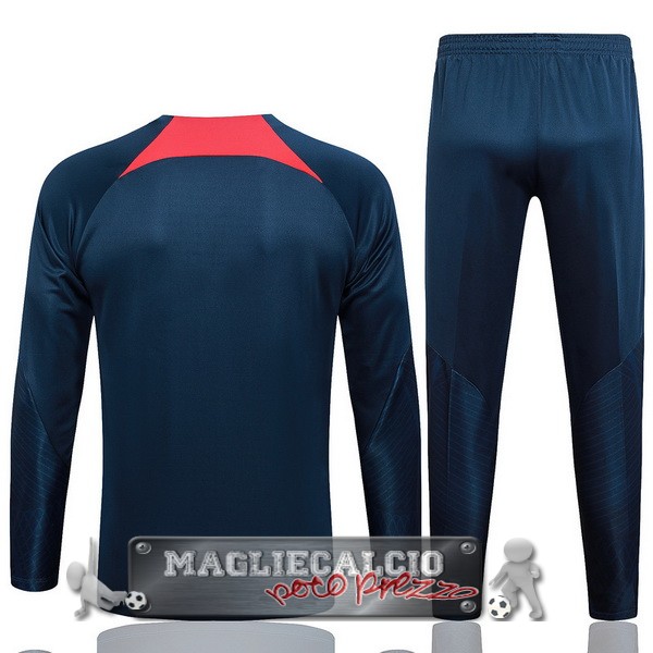 Felpa Da Allenamento Set Completo Paris Saint Germain 2023-24 Blu I Navy Rosso
