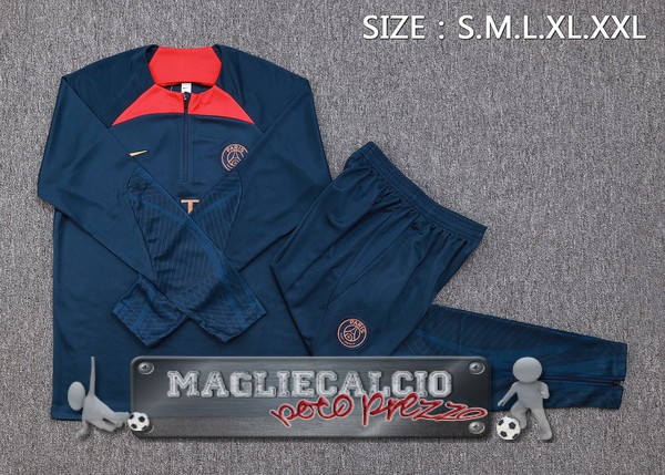 Felpa Da Allenamento Set Completo Paris Saint Germain 2023-24 Blu I Navy Rosso