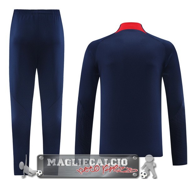 Felpa Da Allenamento Set Completo Paris Saint Germain 2023-24 Blu Navy II Rosso