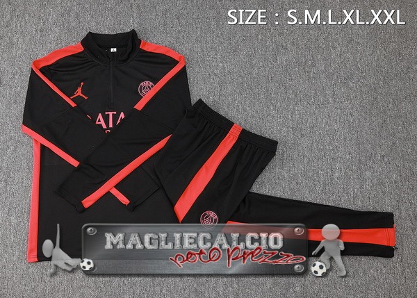 Felpa Da Allenamento Set Completo Paris Saint Germain 2023-24 Rosso II Nero
