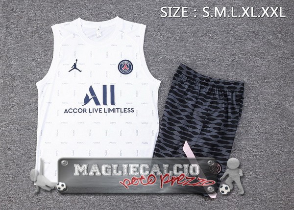 Formazione Senza Maniche Set Completo Paris Saint Germain 2023-24 Bianco Nero Rosa