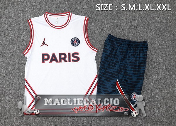 Formazione Senza Maniche Set Completo Paris Saint Germain 2023-24 Bianco Rosso