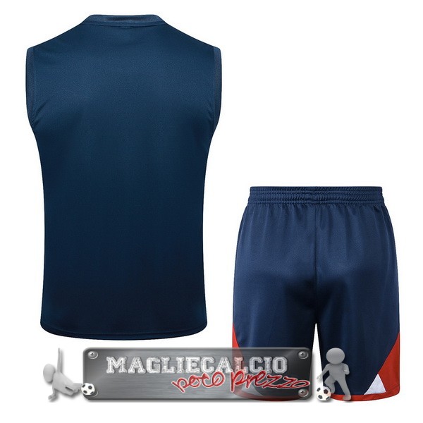 Formazione Senza Maniche Set Completo Paris Saint Germain 2023-24 Blu Navy I Rosso