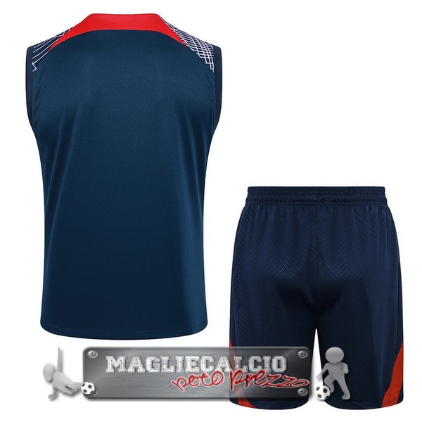 Formazione Senza Maniche Set Completo Paris Saint Germain 2023-24 Blu Rosso Purpureo