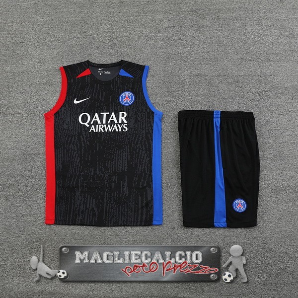 Formazione Senza Maniche Set Completo Paris Saint Germain 2023-24 Grigio Rosso Blu