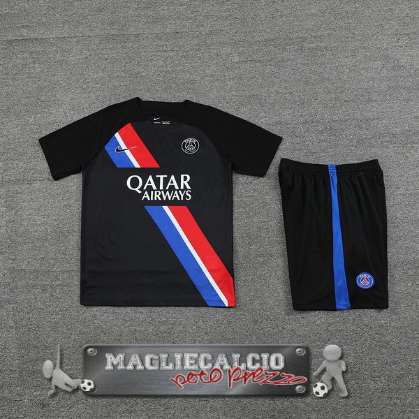 Formazione Senza Maniche Set Completo Paris Saint Germain 2023-24 Nero Rosso Blu