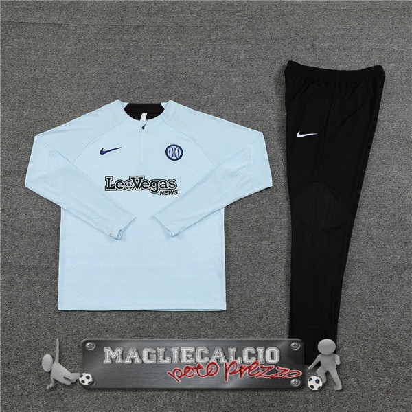 Inter Milan Giocatori Insieme Completo Verde Blu Bambino Giacca 2023-24 Blu Luce Nero