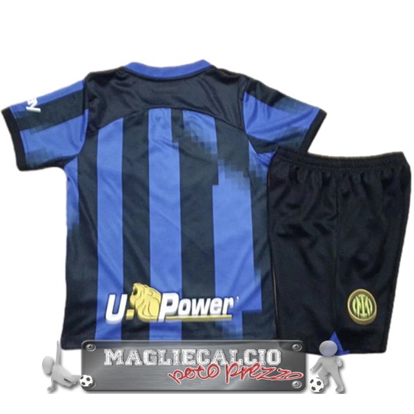 Inter Milan Set Completo Bambino Maglia Calcio Home I 2023-24 Azul Negro
