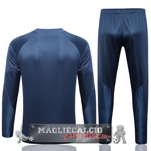 Paris Saint Germain Insieme Completo Verde Blu Bambino Giacca 2023-24 Blu Navy