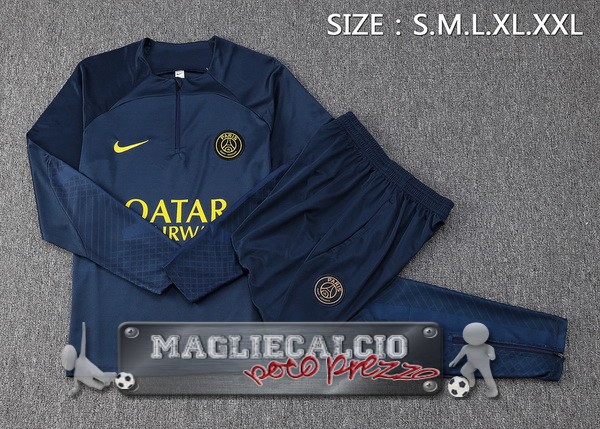 Paris Saint Germain Insieme Completo Verde Blu Bambino Giacca 2023-24 Blu Navy