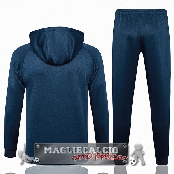 Set Completo Felpa Cappuccio Bambino Paris Saint Germain 2023-24 Blu II Navy
