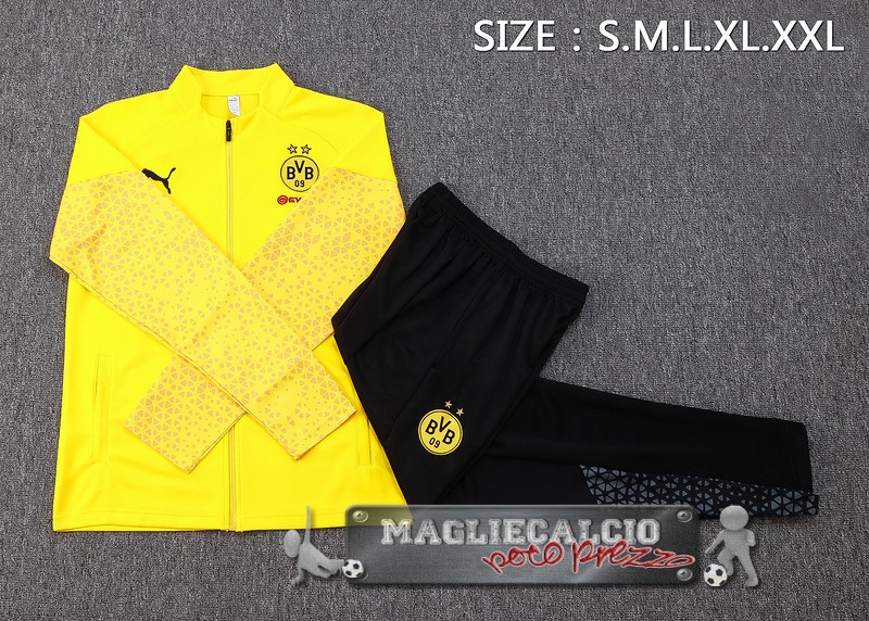 Set Completo Giacca Lunga Zip Borussia Dortmund 2023-24 Giallo I Nero