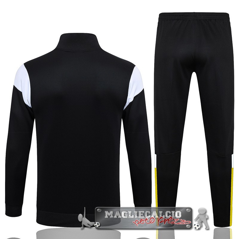 Set Completo Giacca Lunga Zip Borussia Dortmund 2023-24 Nero Giallo Bianco