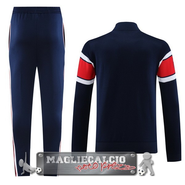 Set Completo Giacca Lunga Zip Paris Saint Germain 2023-24 Blu Rosso Bianco