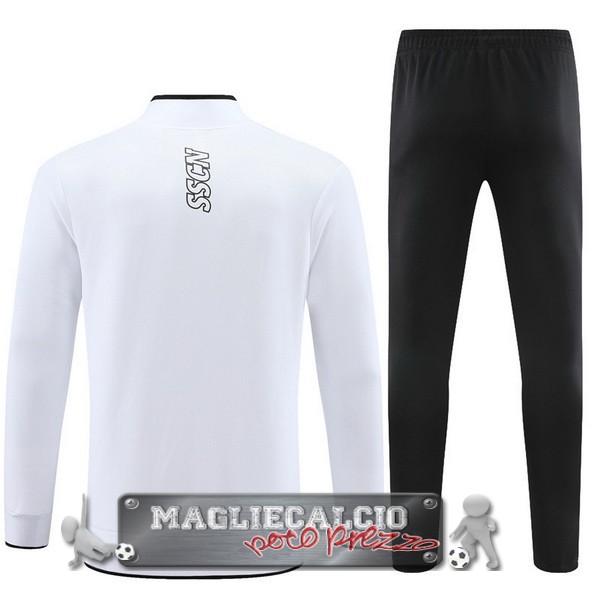 Set Completo Ropa Deportiva Con Cremallera Larga Bambino Napoli 2023-24 Bianco Nero
