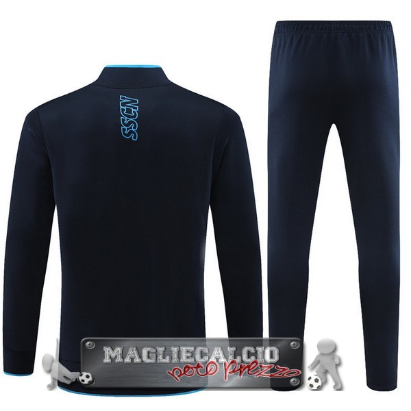 Set Completo Ropa Deportiva Con Cremallera Larga Bambino Napoli 2023-24 Blu Navy