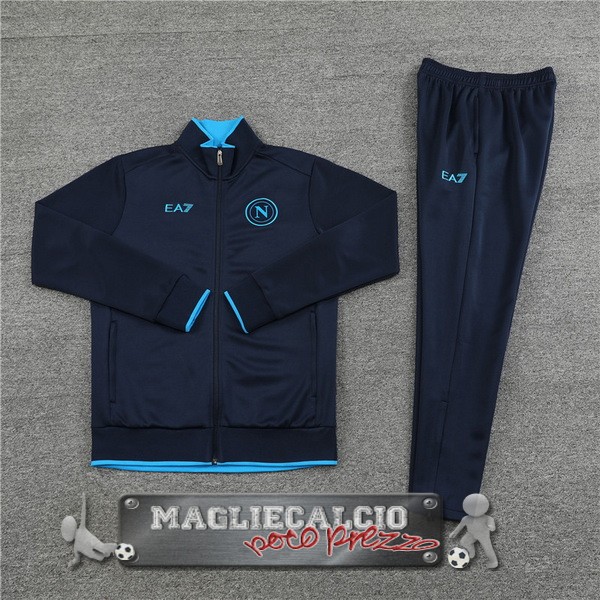 Set Completo Ropa Deportiva Con Cremallera Larga Bambino Napoli 2023-24 Blu Navy