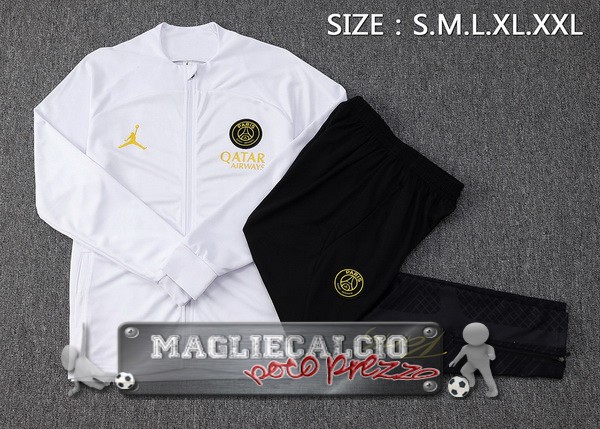 Set Completo Ropa Deportiva Con Cremallera Larga Bambino Paris Saint Germain 2023-24 Bianco Nero