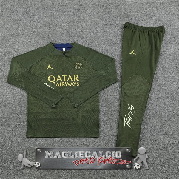 Set Completo Sudadera Giocatori Formazione Bambino Paris Saint Germain 2023-24 Verde