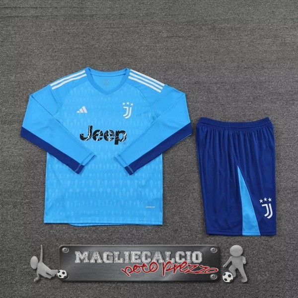Thailandia Manica lunga Maglia Calcio Set Completo Uomo  Juventus Portiere 2023-24 Blu