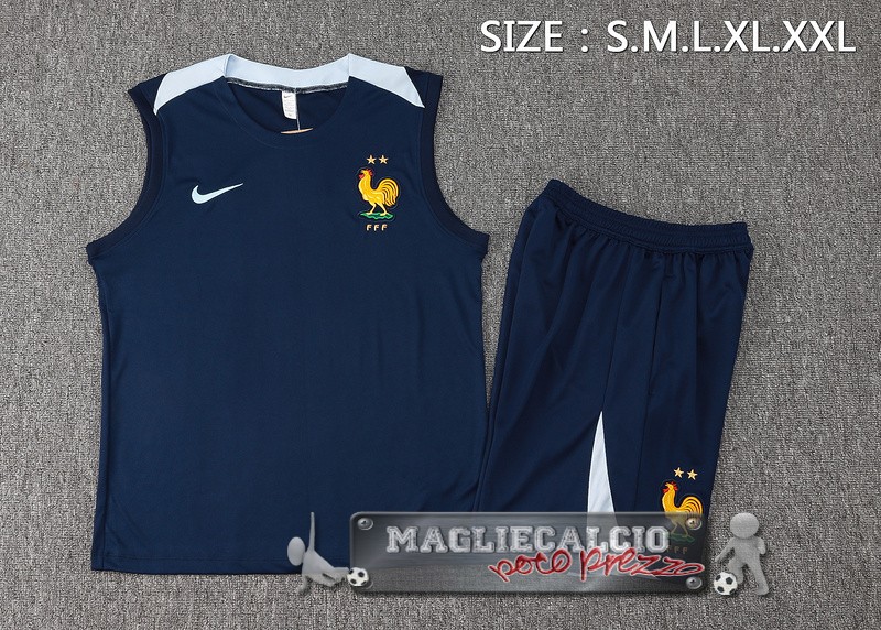 Formazione Senza Maniche Set Completo Francia 2024 Azul Marino
