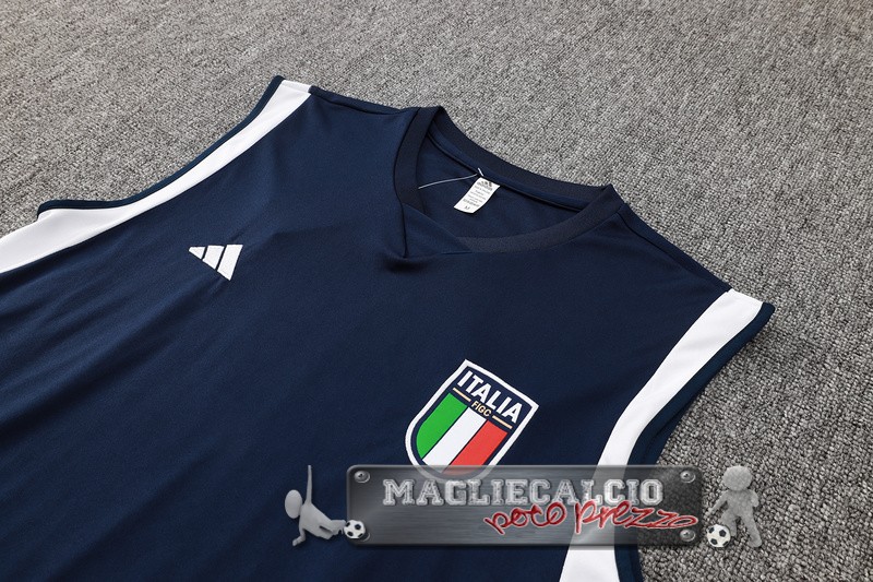 Formazione Senza Maniche Set Completo Italia 2024 Azul Marino