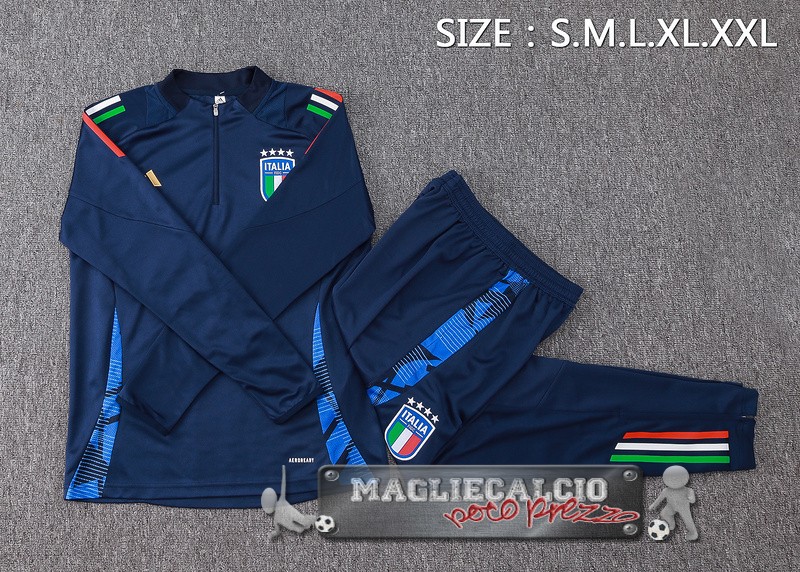 Set Completo Felpa Da Allenamento Italia 2024 Azul Marino