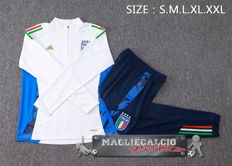 Set Completo Felpa Da Allenamento Italia 2024 Blanco Azul Marino