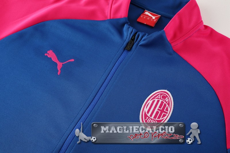 Set Completo Giacca Lunga Zip AC Milan 2024-25 Azul Rosa