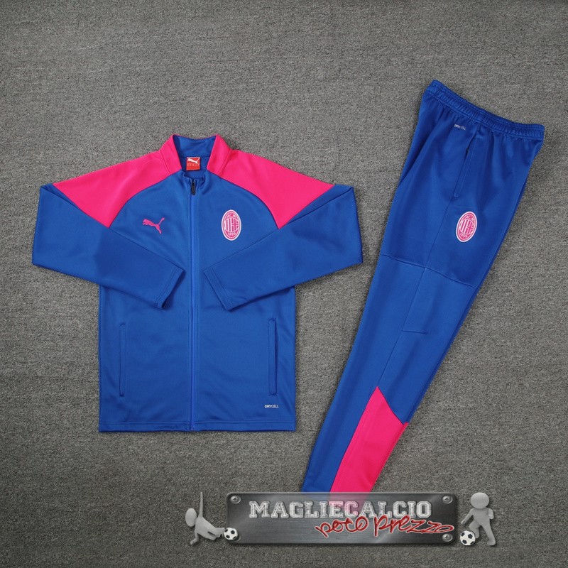Set Completo Giacca Lunga Zip AC Milan 2024-25 Azul Rosa