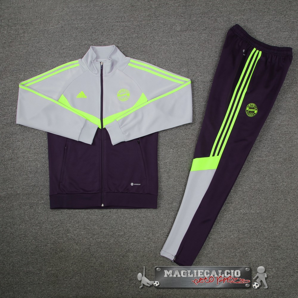 Set Completo Giacca Lunga Zip Bayern Monaco 2023-24 Gris Purpura