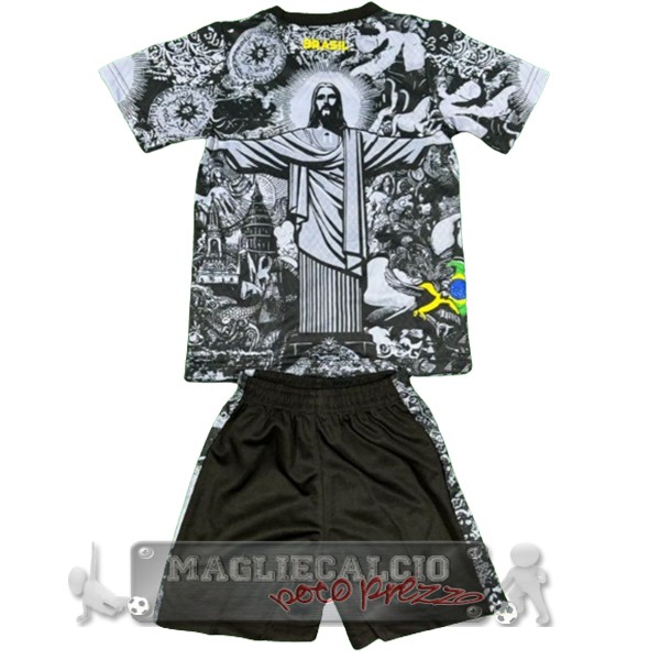 Brasile Set Completo Bambino Maglia Calcio speciale 2024 Grigio