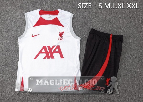 Formazione Senza Maniche Set Completo Liverpool 2024 2025 Bianco Rosso Nero