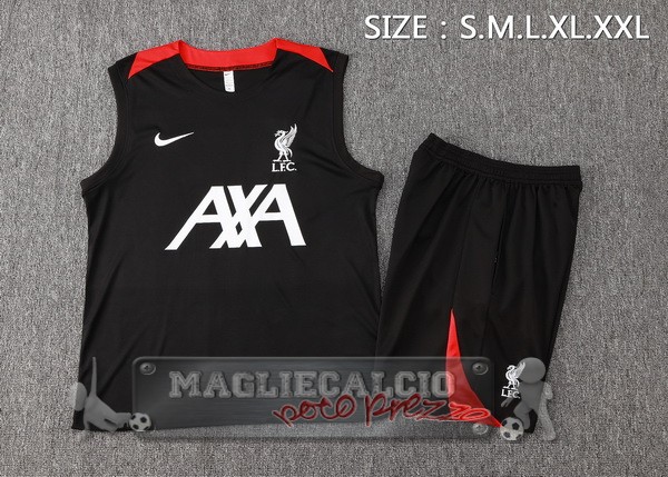 Formazione Senza Maniche Set Completo Liverpool 2024 2025 Nero Bianco Rosso