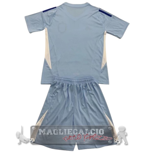 Maglia Calcio Set Completo Uomo Bambino Spagna Portiere 2024 Blu