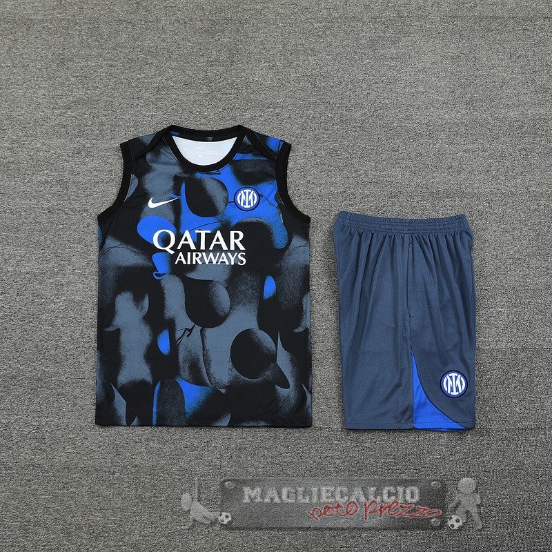 Formazione Senza Maniche Set Completo Inter Milan 2024 2025 Blu Grigio