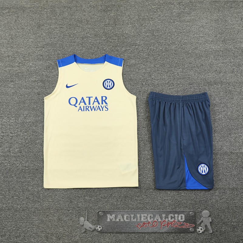 Formazione Senza Maniche Set Completo Inter Milan 2024 2025 Giallo Grigio