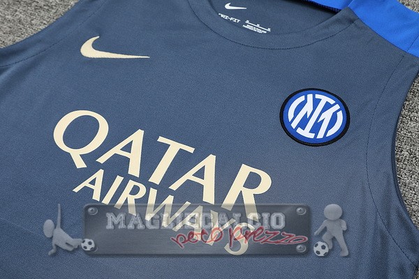 Formazione Senza Maniche Set Completo Inter Milan 2024 2025 Grigio I Blu